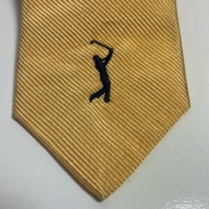Robert Talbott & H.Stockton Atlanta Gold Silk Tie with Golfer 🏌️ Swing